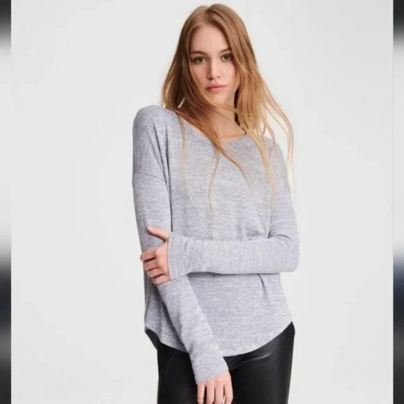 Rag & Bone Minimalist The Knit Long Sleeve Heathered Blue Sweater Top S - Picture 1 of 7